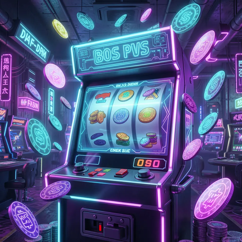 Futuristic slot machine with glowing reels and flying coins in a neon casino atmosphere showcasing the immersive gameplay of CRABJL online slots in the Philippines